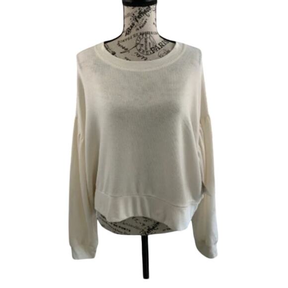Arizona Jean Co Women's Size 2X Crop Top Off White Long Sleeve Lightweight NEW - Picture 1 of 4